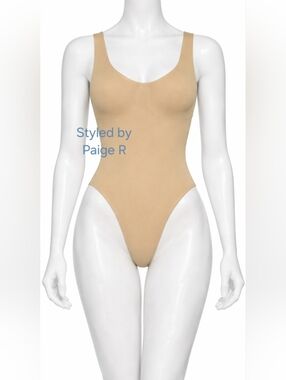 ❤️SKIMS Seamless Sculpt Scoop Tank Thong Bodysuit Shaping Shapewear Nude CLAY 2X